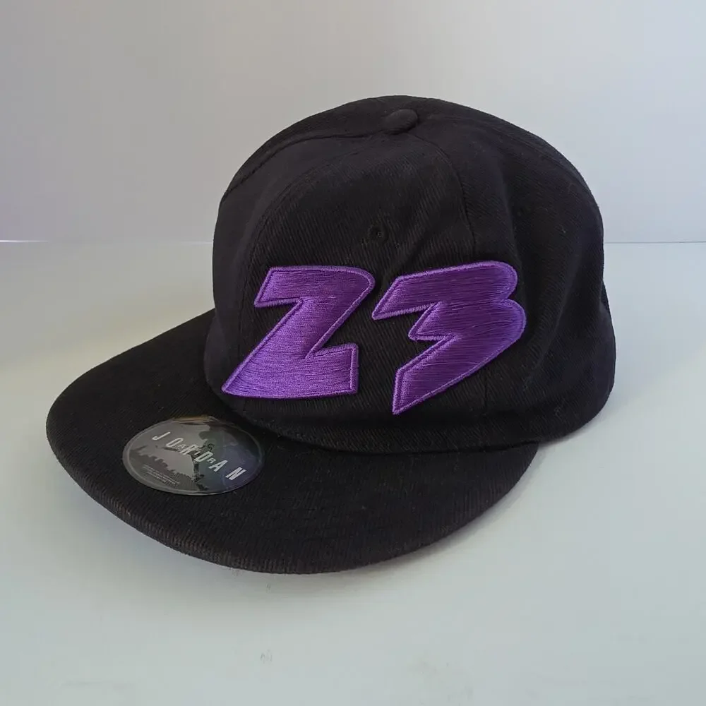 2004 Nike Air Jordan 23 Fitted Hat, Y2K, Black & Purple Cap Size 7 1/8